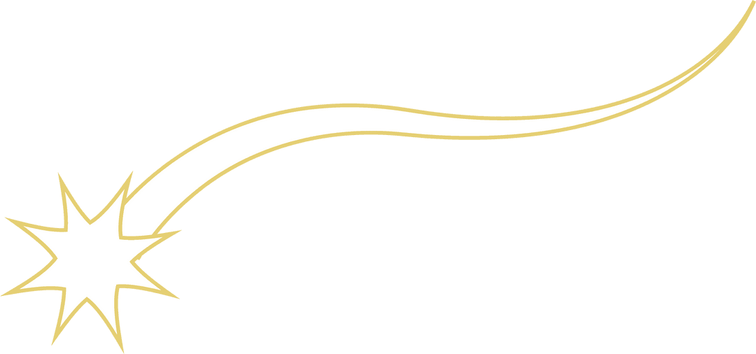 Transparent Shooting Star with Golden Tail on Clear Background