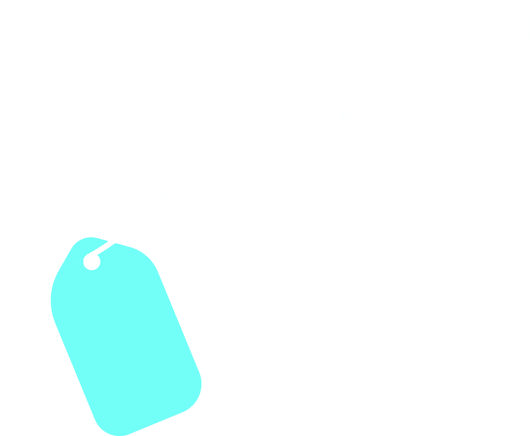 Floating Turquoise Retail Tag on Transparent Background