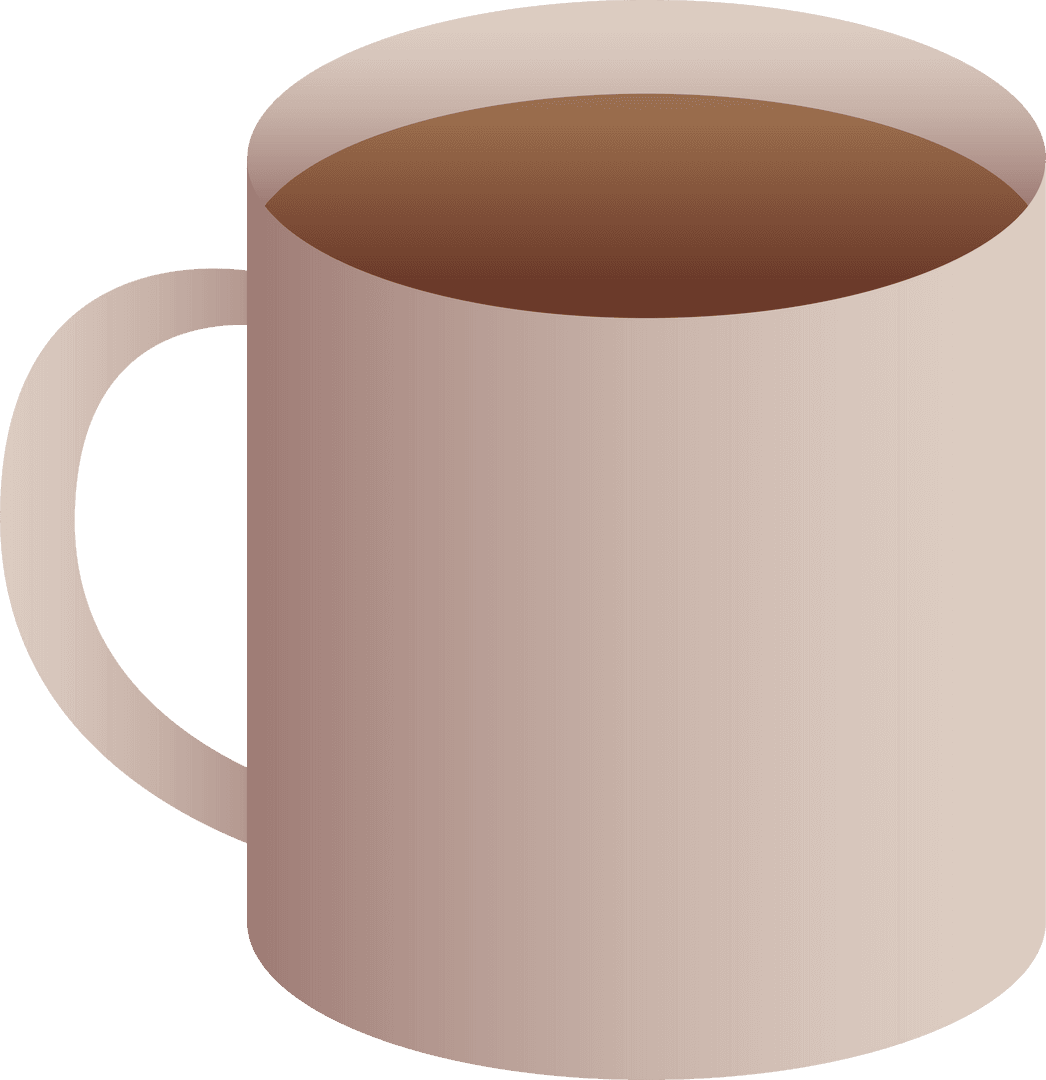Minimalist Vector Mug with Brown Liquid on Transparent Background