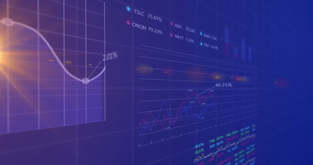 Digital Data Process and Analysis on Blue Background