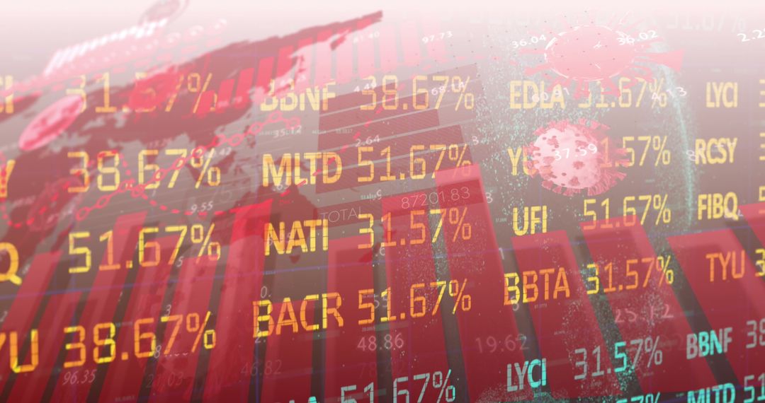 Digital Financial Data Visualization with Red and Yellow Highlights