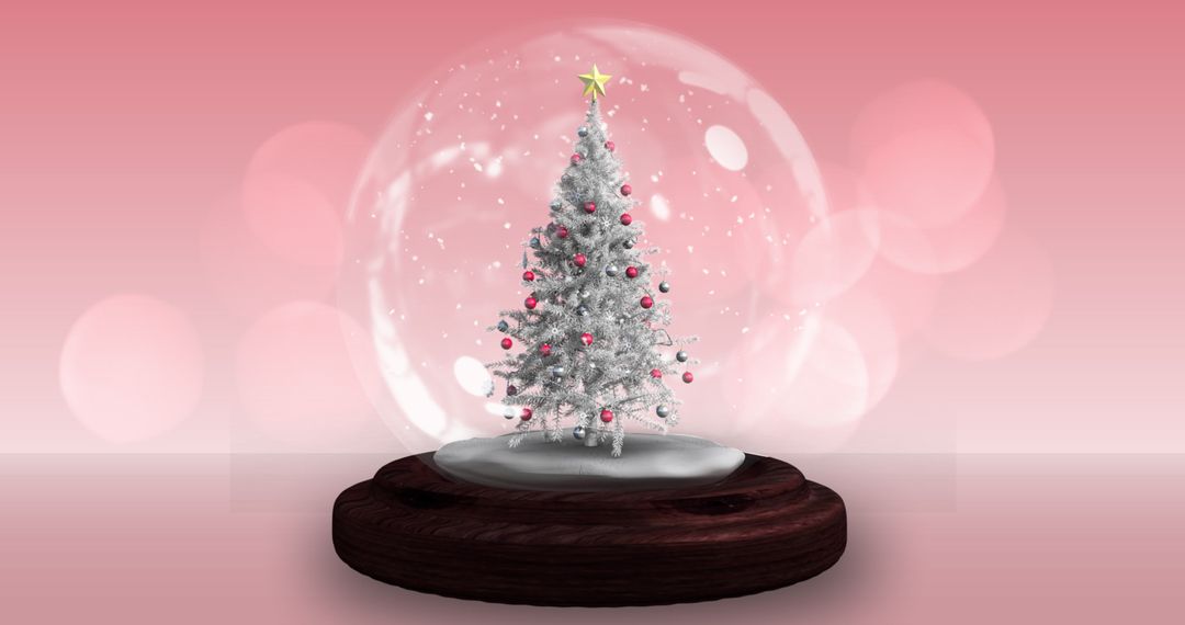 Glittering Snow Globe with Festive Christmas Tree - Free Images, Stock Photos and Pictures on Pikwizard.com