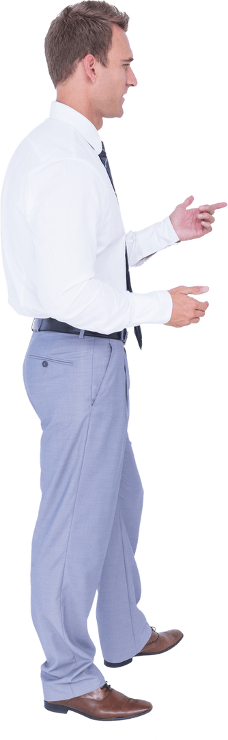 Caucasian Businessman Communicating Ideas | Transparent Background