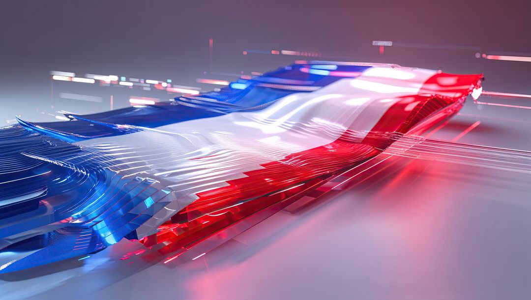 Abstract French Flag Rendering in Futuristic Digital Environment