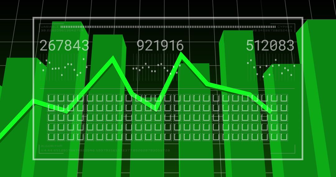Futuristic 3D Graph Illustration with Data Overlay