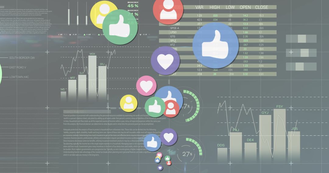 Social Media Reactions Overlaying Data and Analytics Background