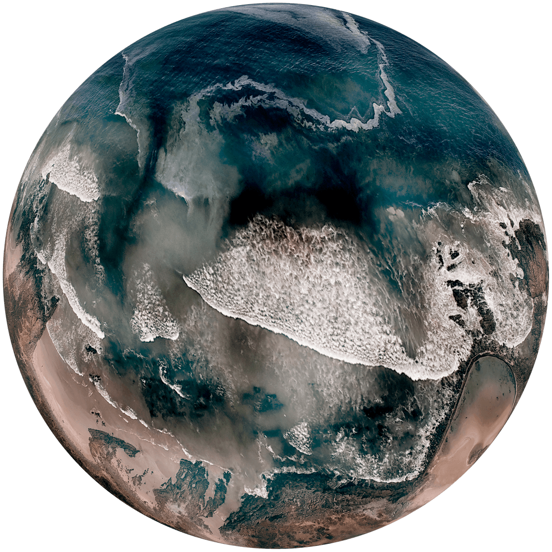 Globe Illustration with Ocean View on Transparent Background