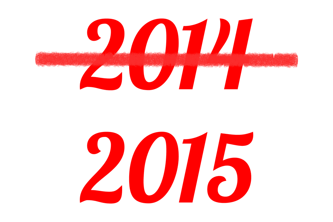 Red 2015 Text Illustration on Transparent Background