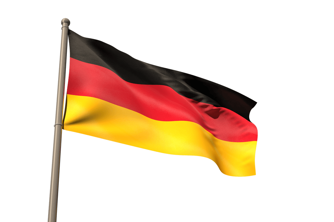 Germany Flag Waving Isolated on Transparent Background