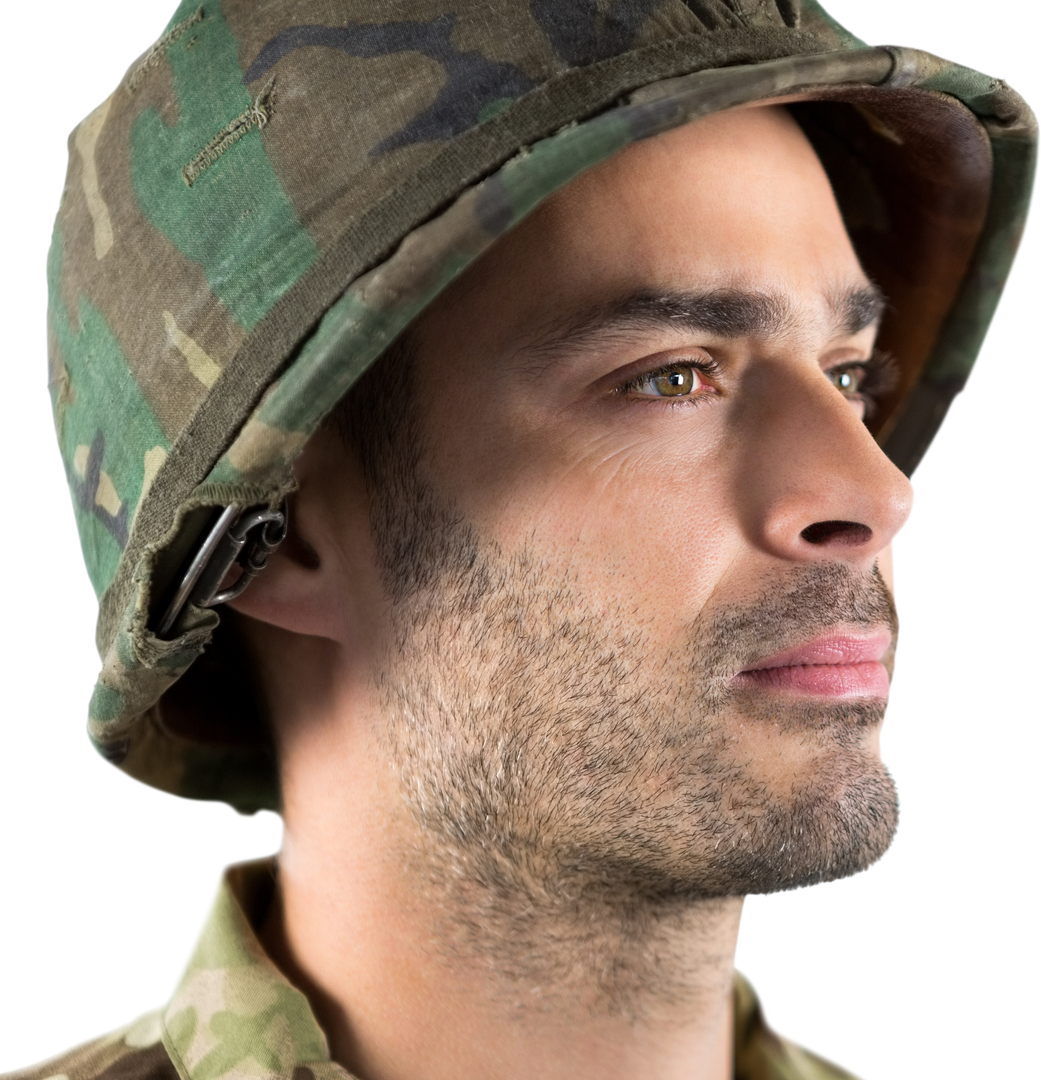 Close-up Texture of Military Solider Wearing Helmet in Transparent Background - Download Free Stock Images Pikwizard.com