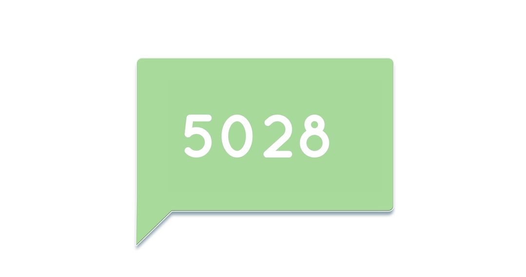 Green Chat Bubble Displaying Number 5028 on White Background