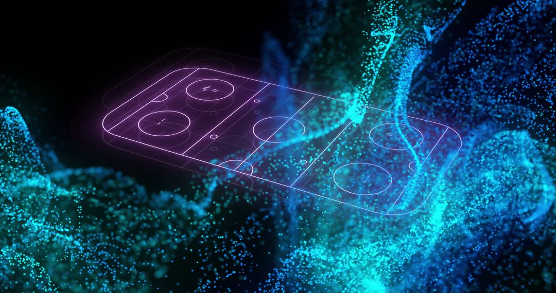 Futuristic Device Wireframe in Neon Space