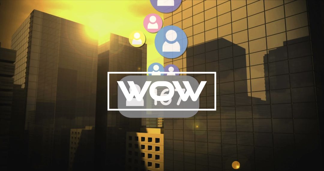 Futuristic Cityscape with Floating Social Media Icons