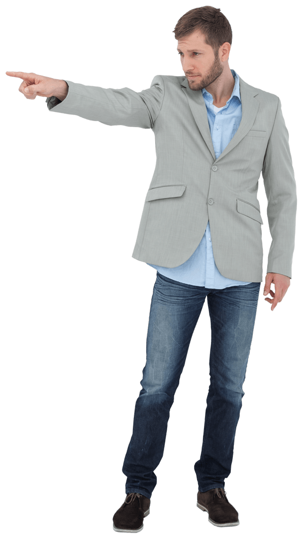 Transparent Business Professional Pointing Direction
