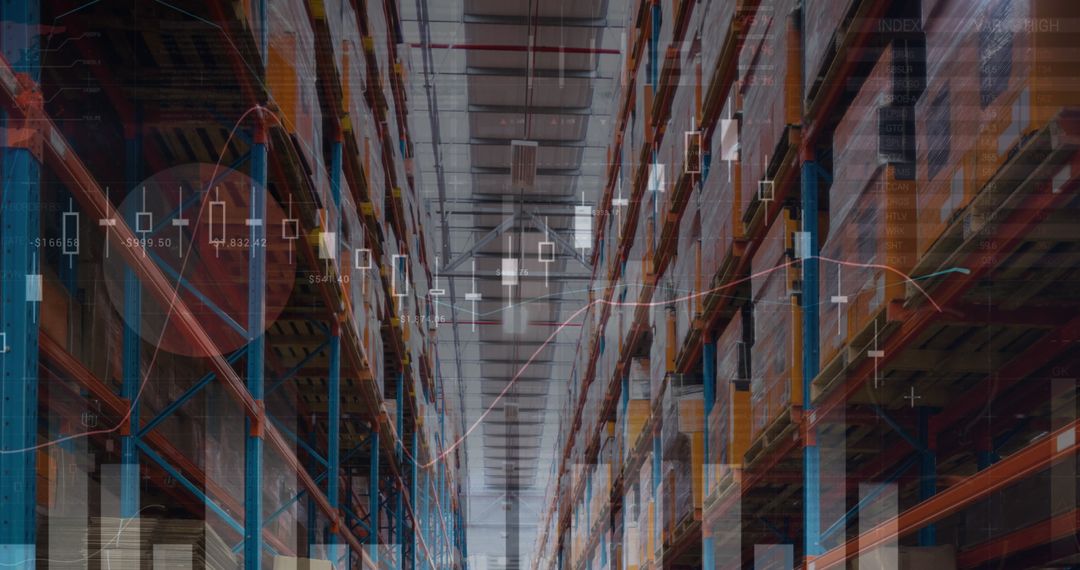 Data Overlaid on Empty Warehouse Symbolizing Shipping Insights