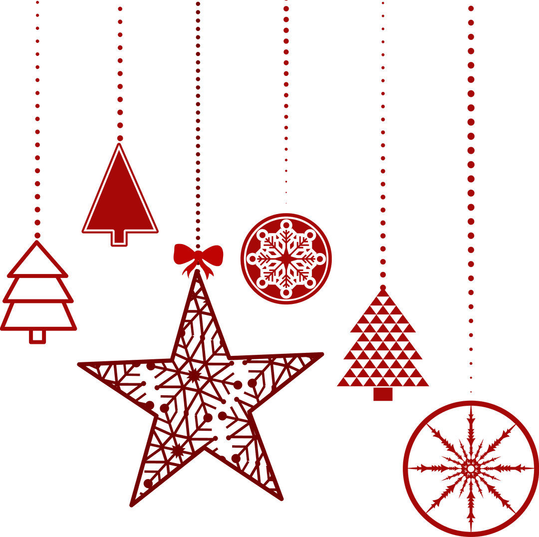 Transparent Red Hanging Christmas Decorations with Patterns