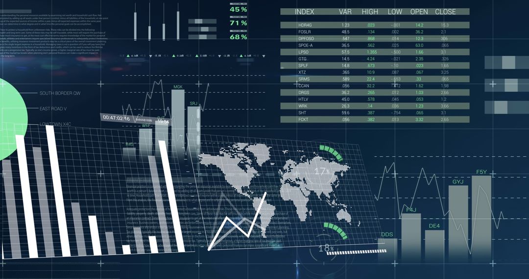 Global Business Infographic and Digital Data Interfaces