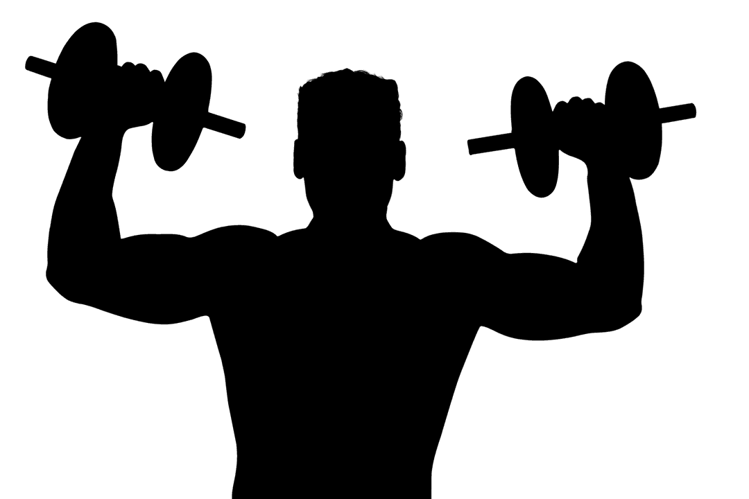 Dynamic Silhouette Lifting Dumbbells on Transparent Background