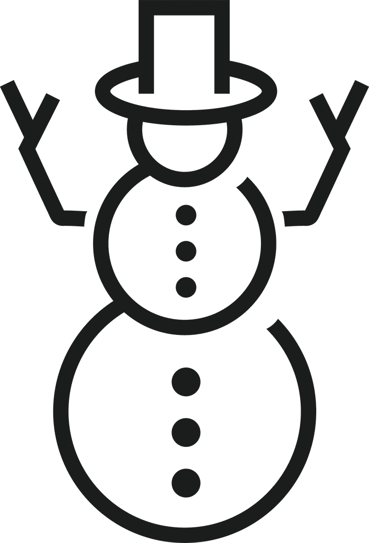 Minimalist Snowman Graphic with Hat on Transparent Background