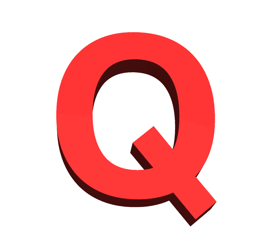 Red Letter Q Vector Illustration on Transparent Background