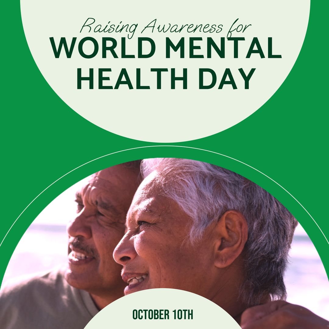 World Mental Health Day Awareness with Smiling Senior Couple