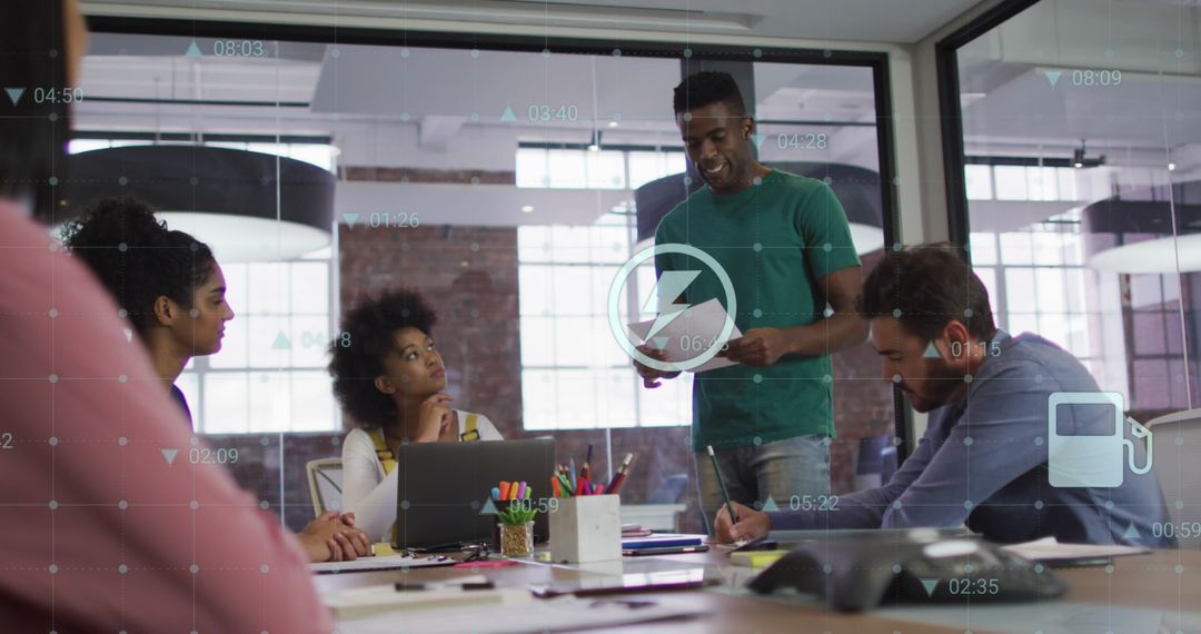 Business Presentation with Futuristic Digital Interface