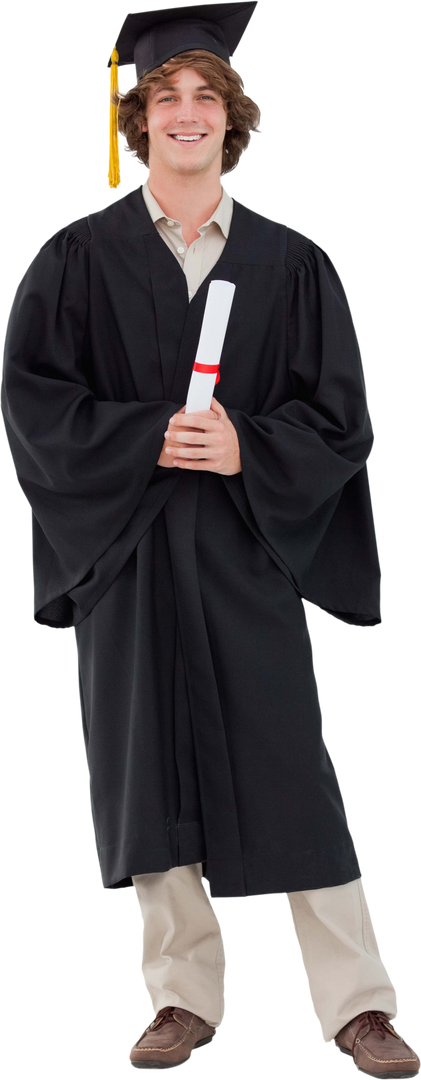 Smiling Student Holding Diploma in Transparent Background Graduation Attire - Download Free Stock Images Pikwizard.com