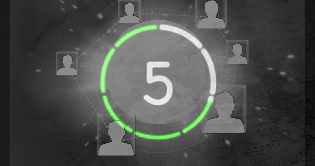 Futuristic Countdown with Silhouettes and Social Network Theme