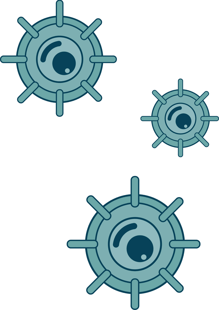 Abstract Viral Particle Icons on Transparent Background