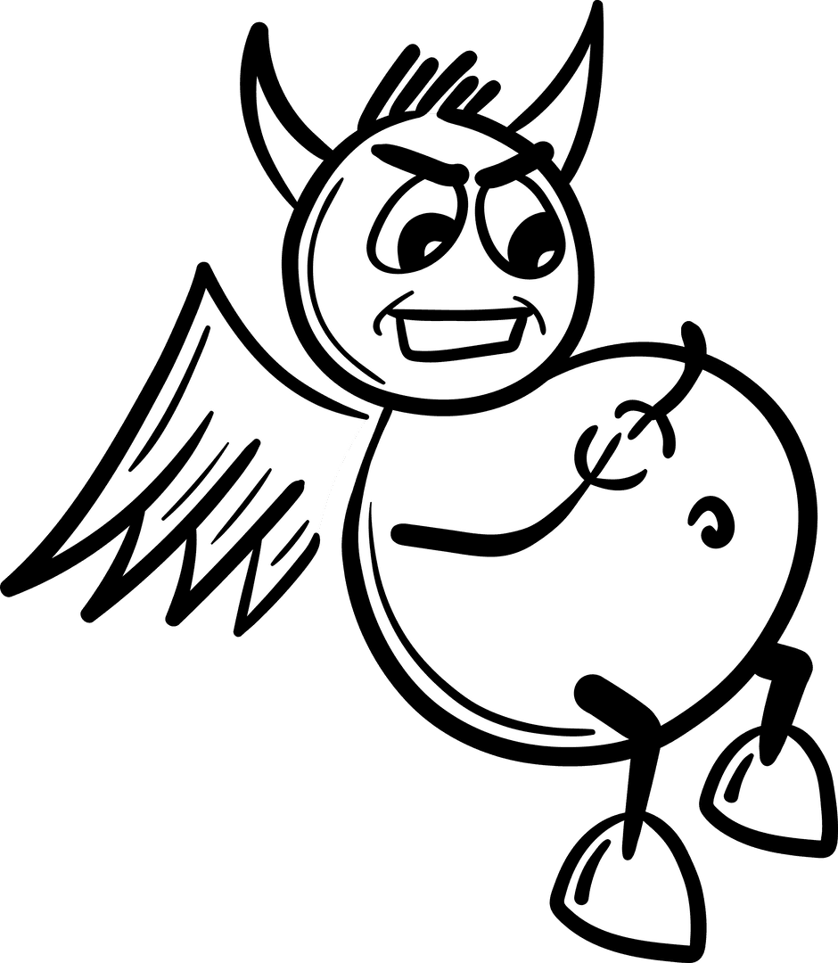 Playful Devil Character with Wings on Transparent Background