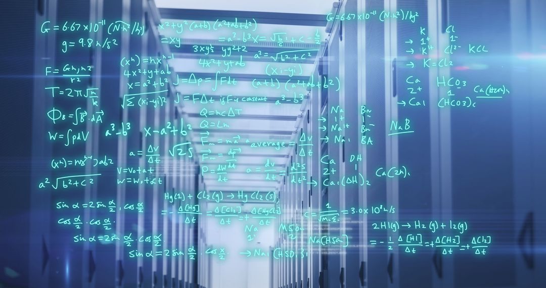 Mathematical Equations Overlapping Data Center