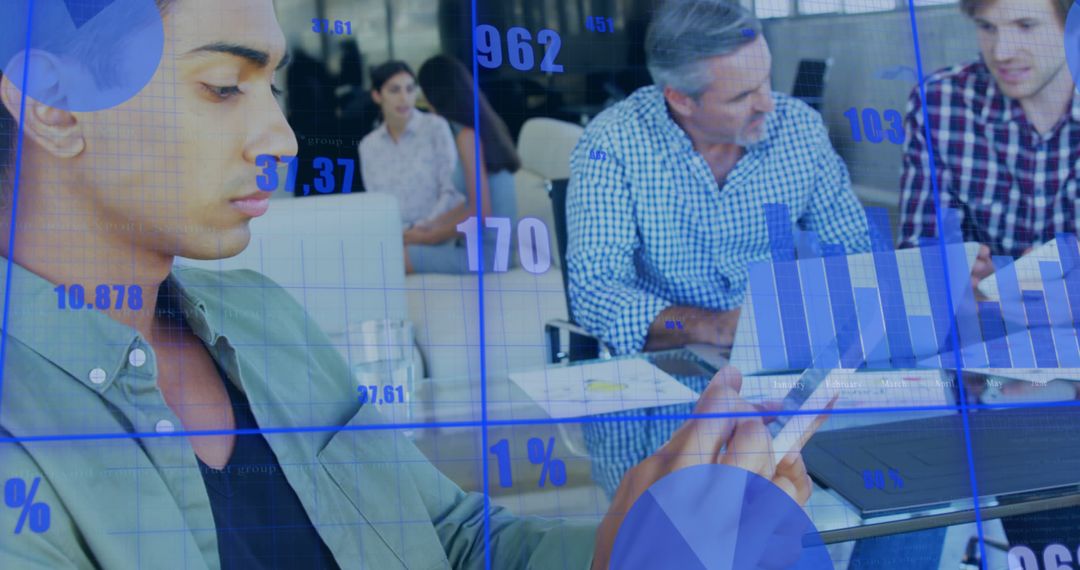 Modern Financial Data Analysis in Vibrant Office Environment