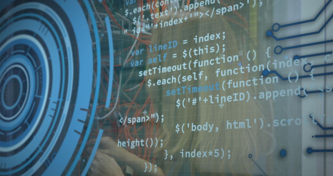 Futuristic Interface with Data Processing and Female Engineer