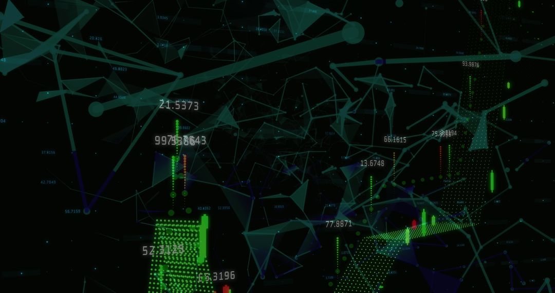 Abstract Digital Network with Numerical Data for Technology Visualization