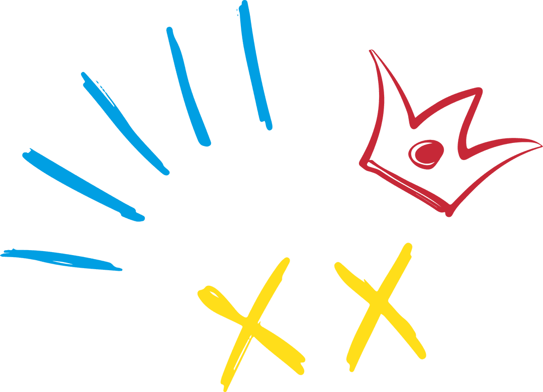 Abstract Transparent Red Crown Emblem with Vibrant Elements