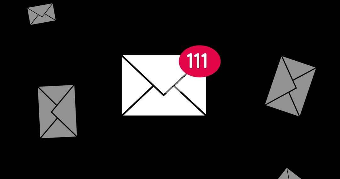 Email Notification with Unread Messages Badge on Black Background