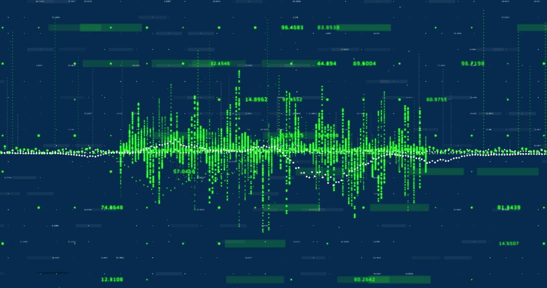 Financial Data Processing Visualization with Green Digital Grid