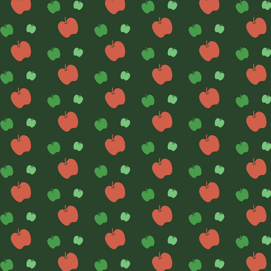Transparent Vector Apples Pattern on Dark Green Background
