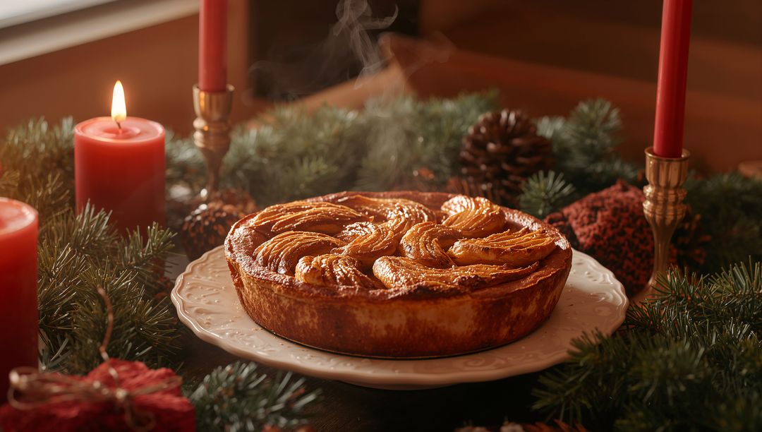 Festive Pear Tart on Elegant Holiday Table Setting