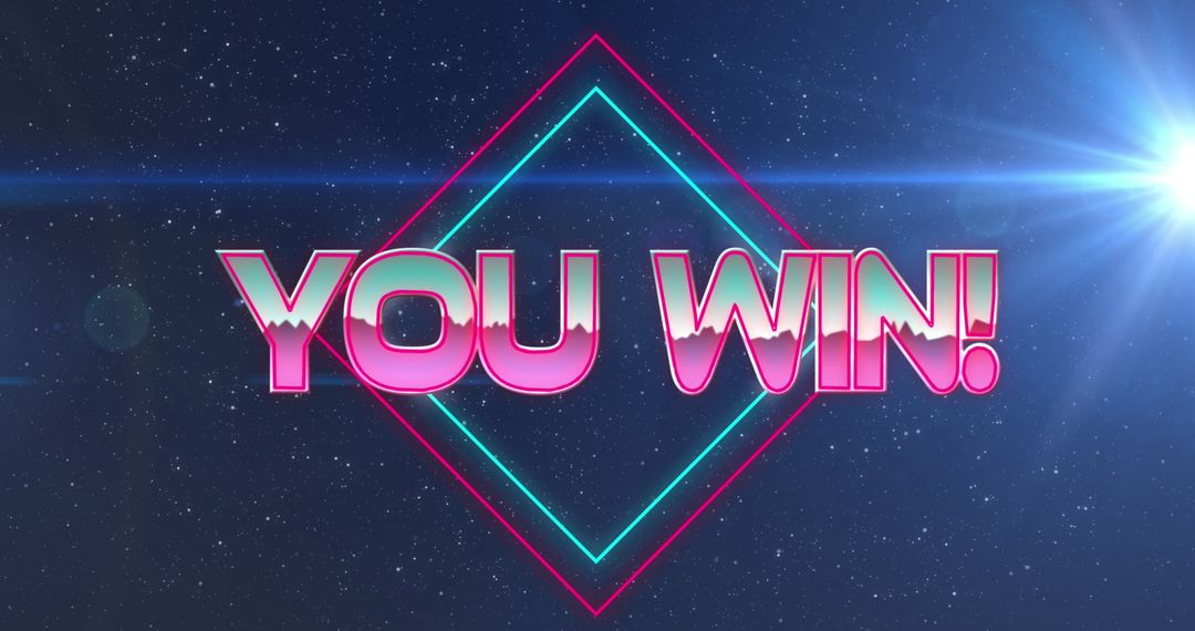 Retro Futuristic You Win Text with Neon Lights