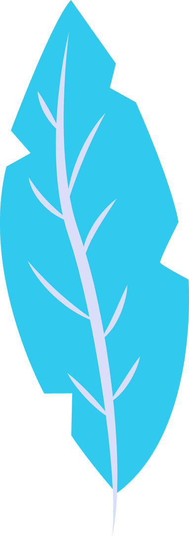 Stylized Cyan Leave with Violet Veins on Transparent Background