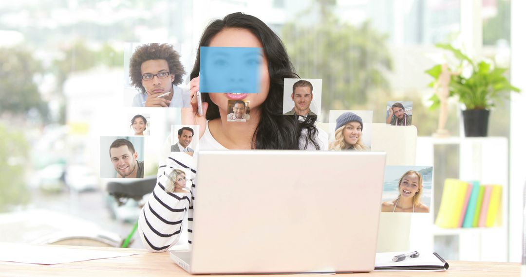 Woman Engaging in Video Conference with Diverse Team - Free Images, Stock Photos and Pictures on Pikwizard.com