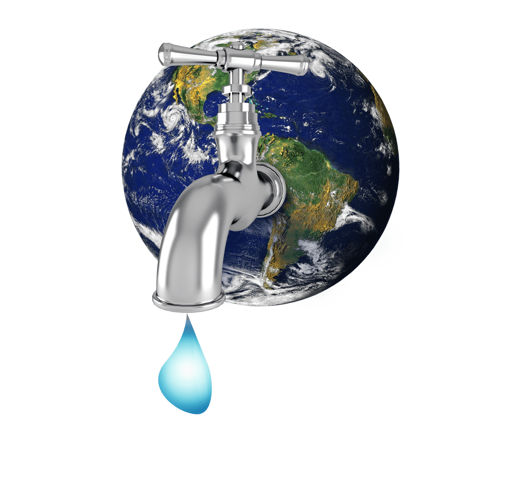 Transparent Globe Illustrative Faucet Over Earth Concept