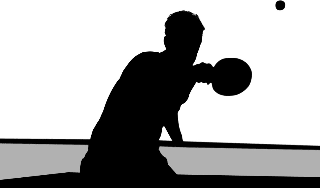Transparent Silhouette of Table Tennis Player on Clear Background