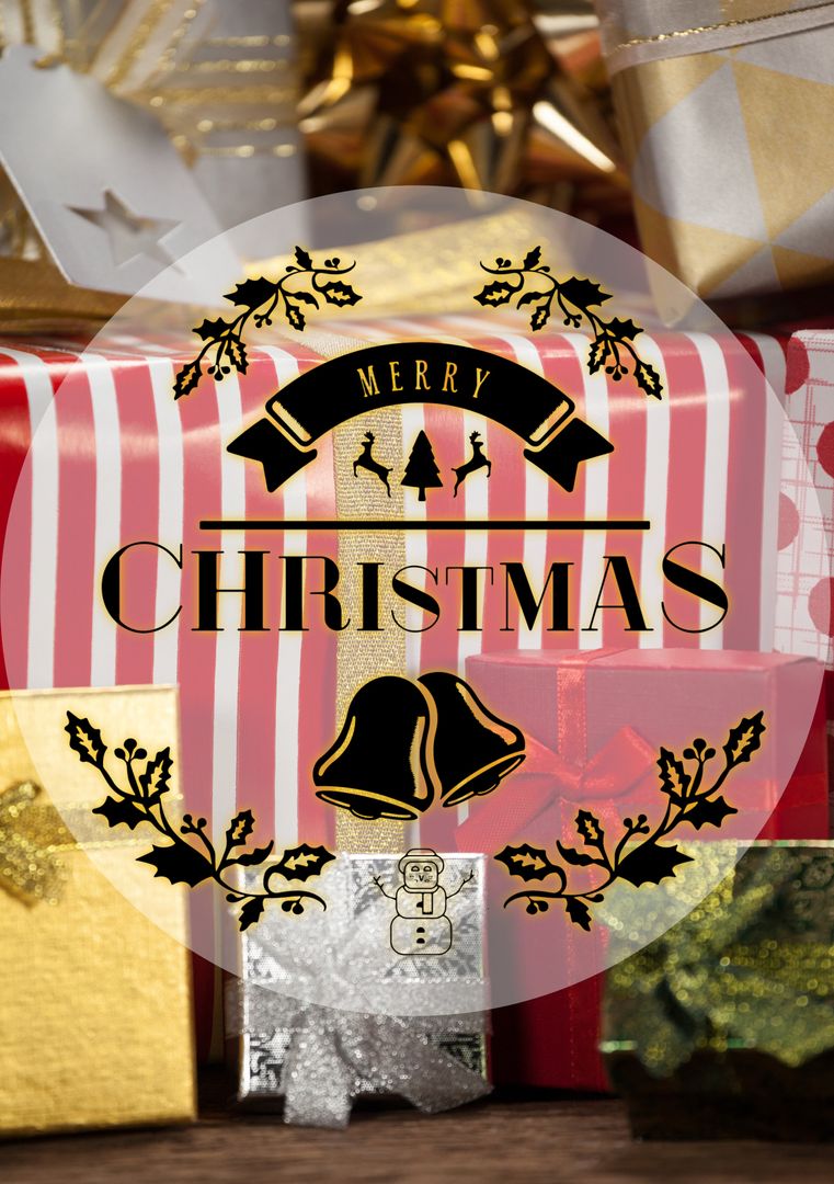 Festive Merry Christmas Text Overwrapped Gifts