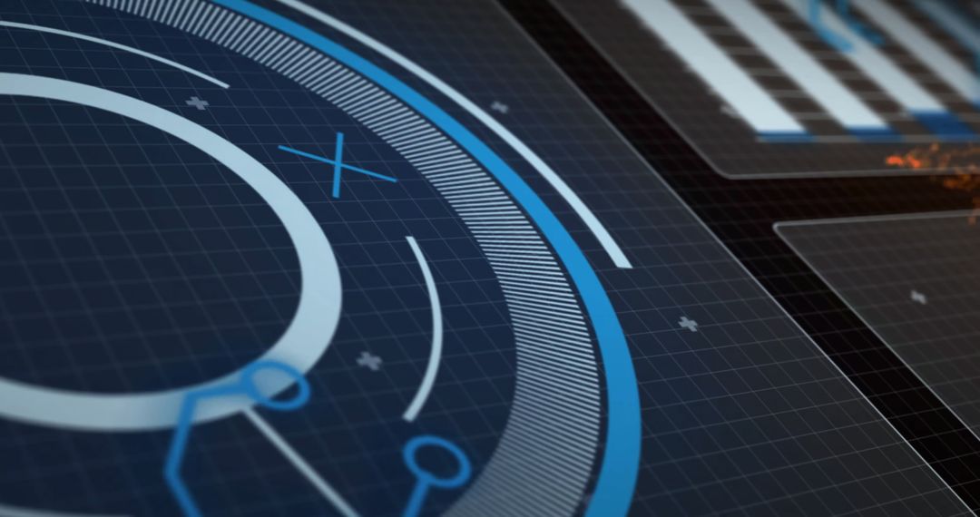 Futuristic Digital Interface with Blue Data Overlays