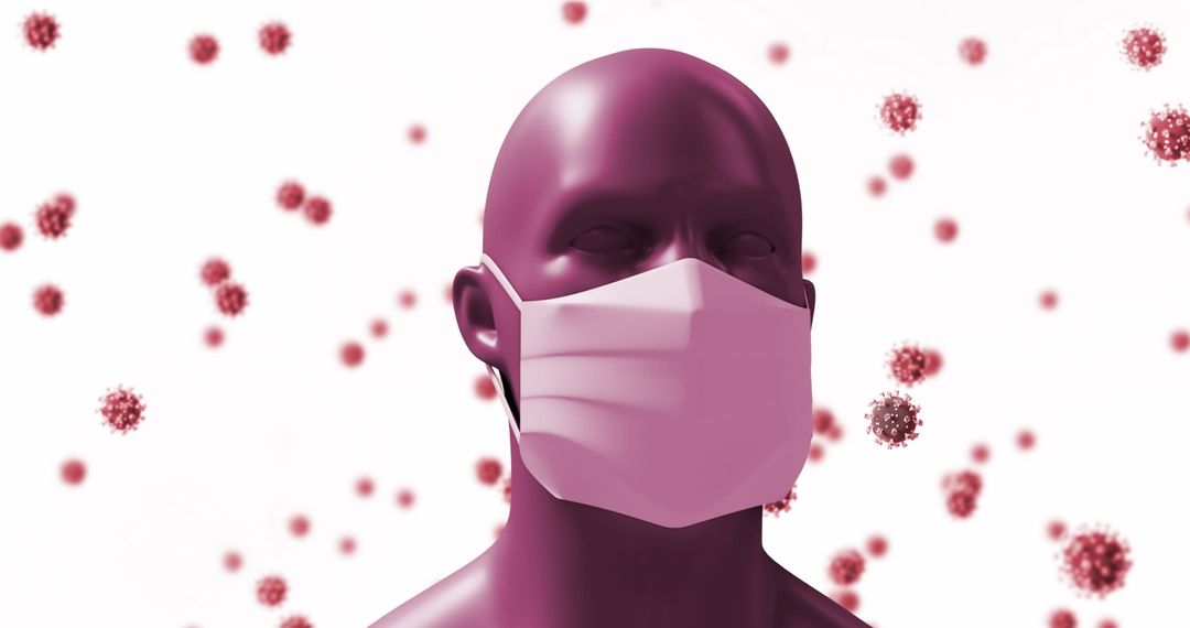 Digital Composite of Human Wearing Face Mask with Floating Viruses - Free Images, Stock Photos and Pictures on Pikwizard.com