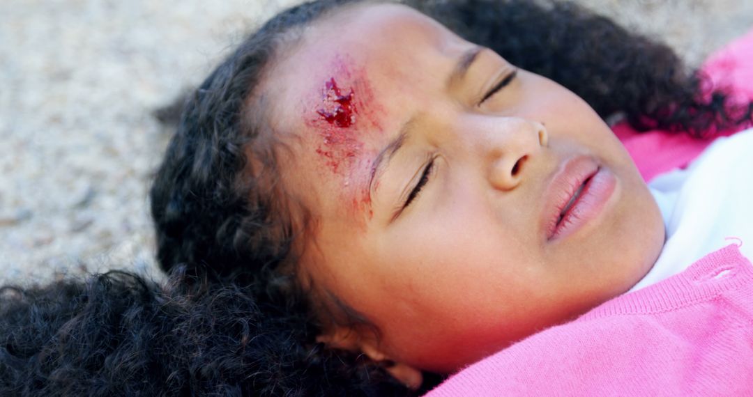 Injured Child Lying on Ground with Head Wound - Free Images, Stock Photos and Pictures on Pikwizard.com