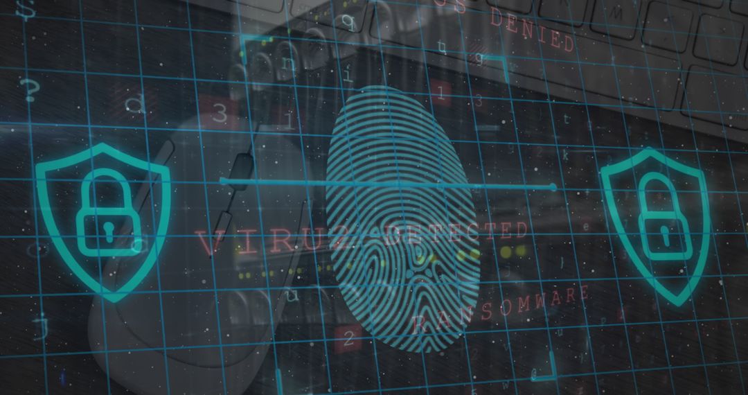 Digital Security Visualization with Fingerprint Icon