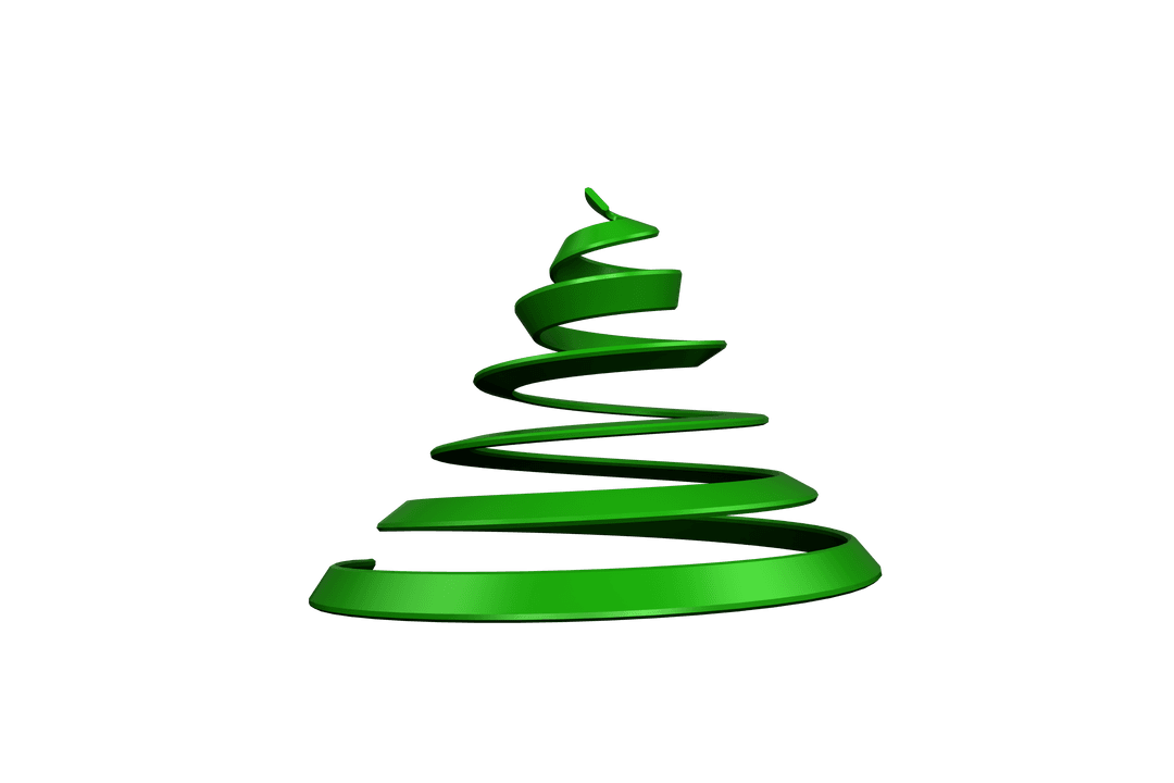 Green Ribbon Forming Christmas Tree on Transparent Background